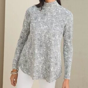 NWT Chicos Snake-Print Mock Neck Tunic, SZ 1, Medium